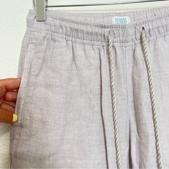 Sigrid Olsen Pull-on Elastic Waist Natural Tan Linen Jogger Pant Size XSmall - Picture 8 of 11